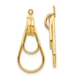 14K Gold Polished Double Teardrop Women's Earring Jackets Elegant Design