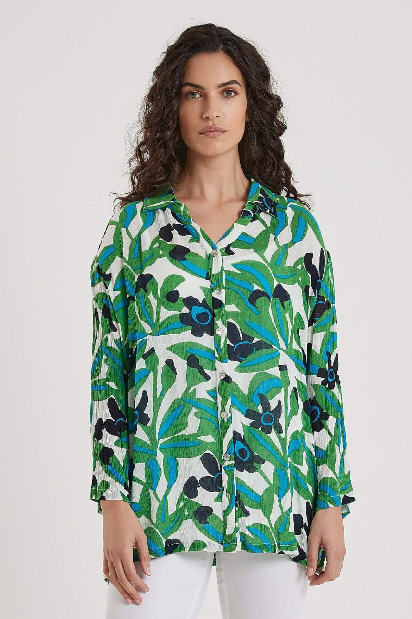 Adini 336627 Green Jungle Floral Lily Tunic