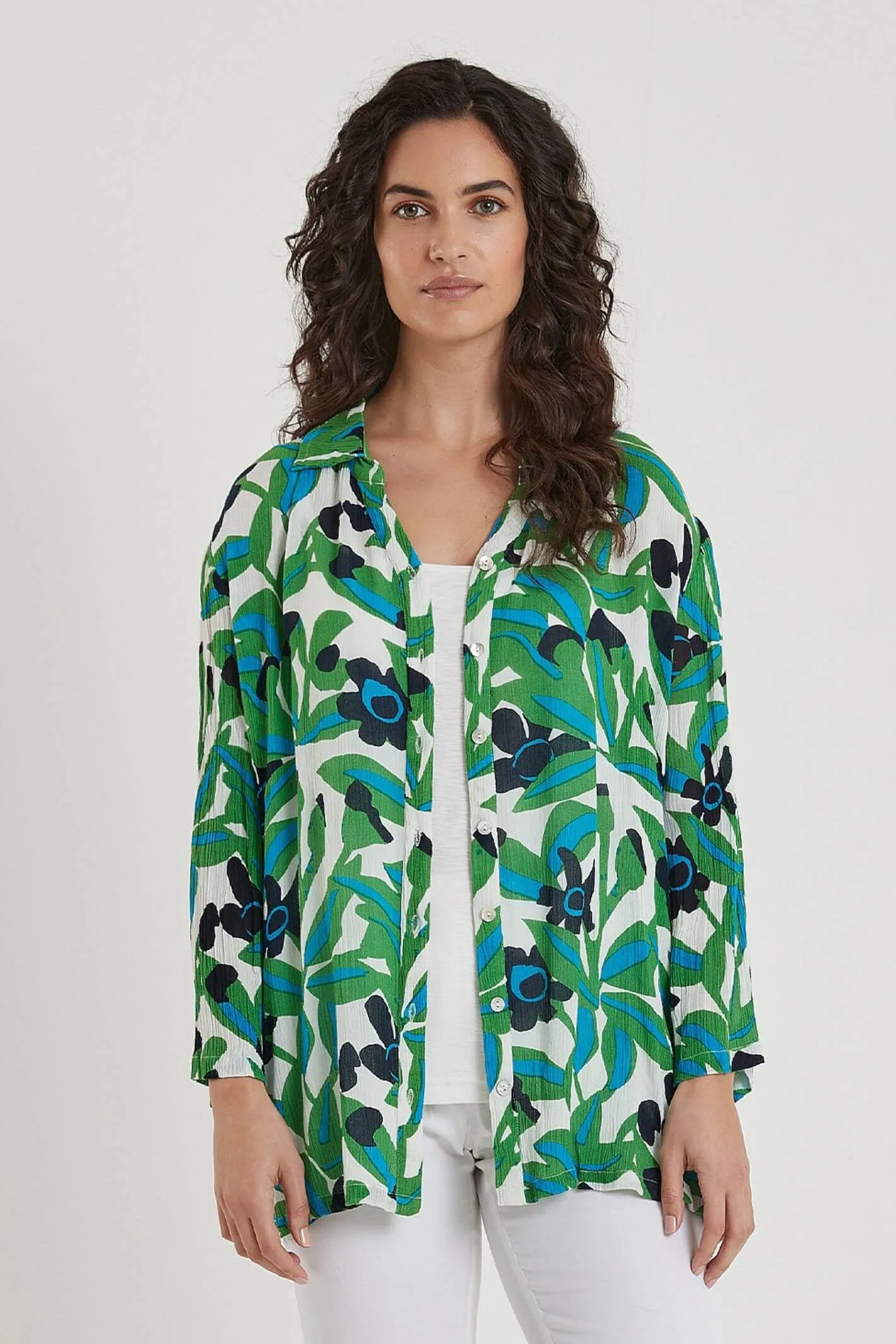 Adini 336627 Green Jungle Floral Lily Tunic
