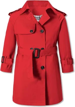 Betusline Boys Waterproof Trench Coat Double Breasted Classic Belted Outwear Jacket Dress Coats