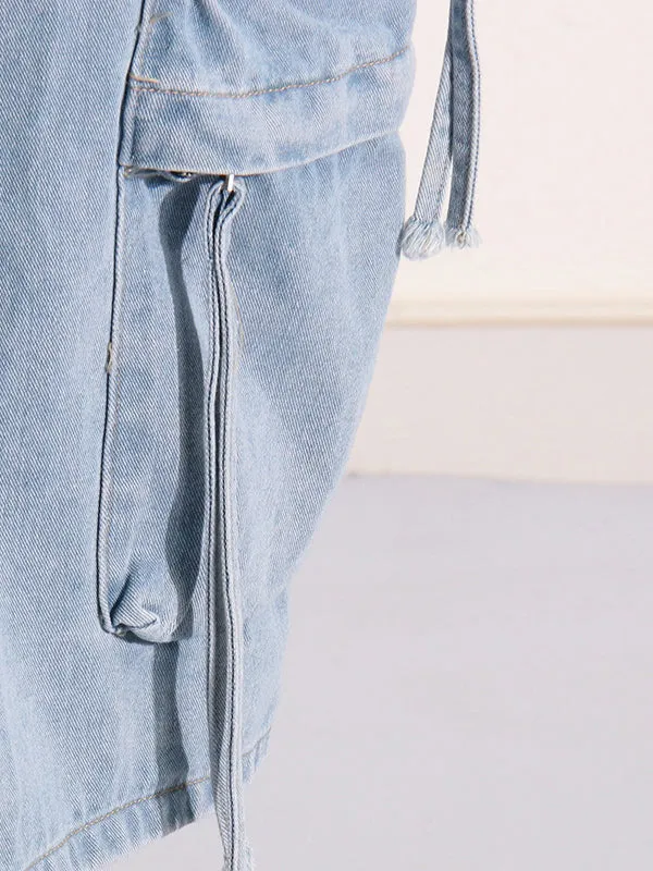 Buckle Split-back Split-Joint Streamer Zipper High Waisted Loose Skirts