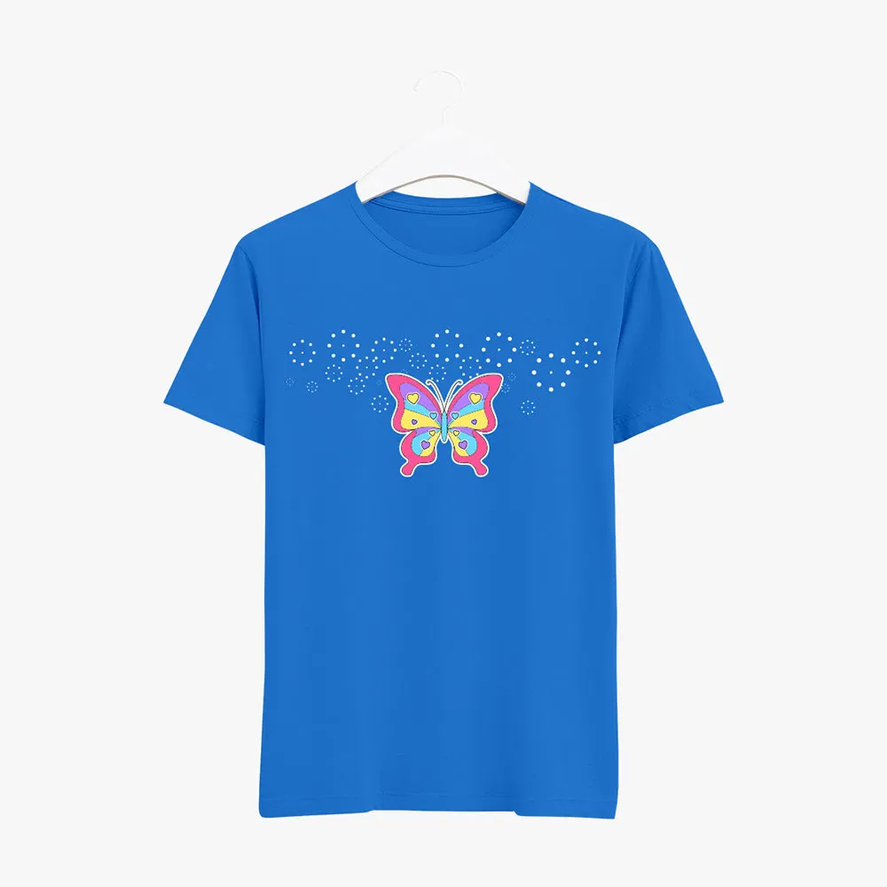 Butterfly Graphic Printed Regular Fit T-Shirt for Women | Round Neck T-Shirt