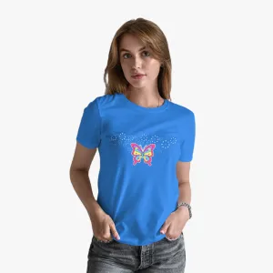 Butterfly Graphic Printed Regular Fit T-Shirt for Women | Round Neck T-Shirt