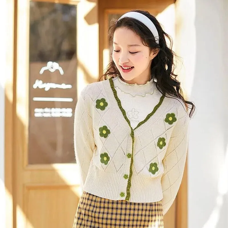 Cardigans Women Leisure Sweet V neck Cozy Elegant Female Sweaters