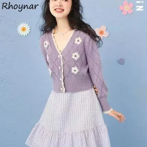 Cardigans Women Leisure Sweet V neck Cozy Elegant Female Sweaters