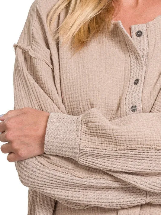 Catch the Style Wave Oversized Long Sleeve Gauze Top