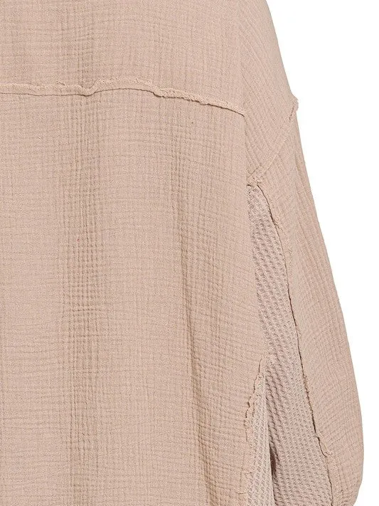 Catch the Style Wave Oversized Long Sleeve Gauze Top