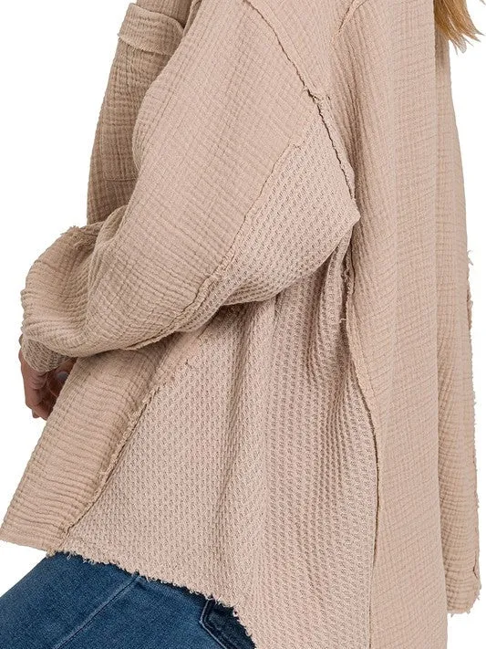 Catch the Style Wave Oversized Long Sleeve Gauze Top
