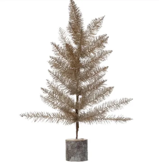 Champagne Mini Tinsel Trees