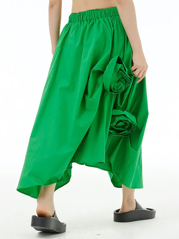 CHICMY-Graduation gift, graduation evening dress Three-Dimensional Flower Solid Color Elasticity Asymmetric Loose Skirts Bottoms