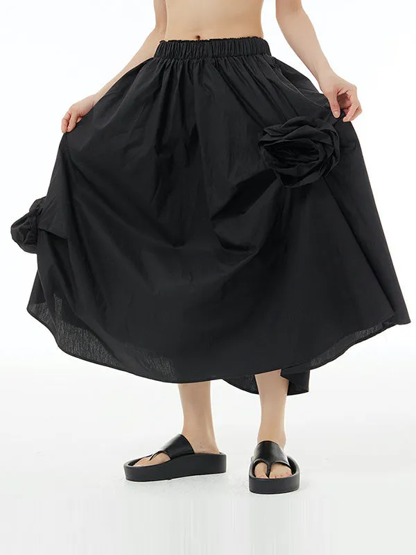 CHICMY-Graduation gift, graduation evening dress Three-Dimensional Flower Solid Color Elasticity Asymmetric Loose Skirts Bottoms