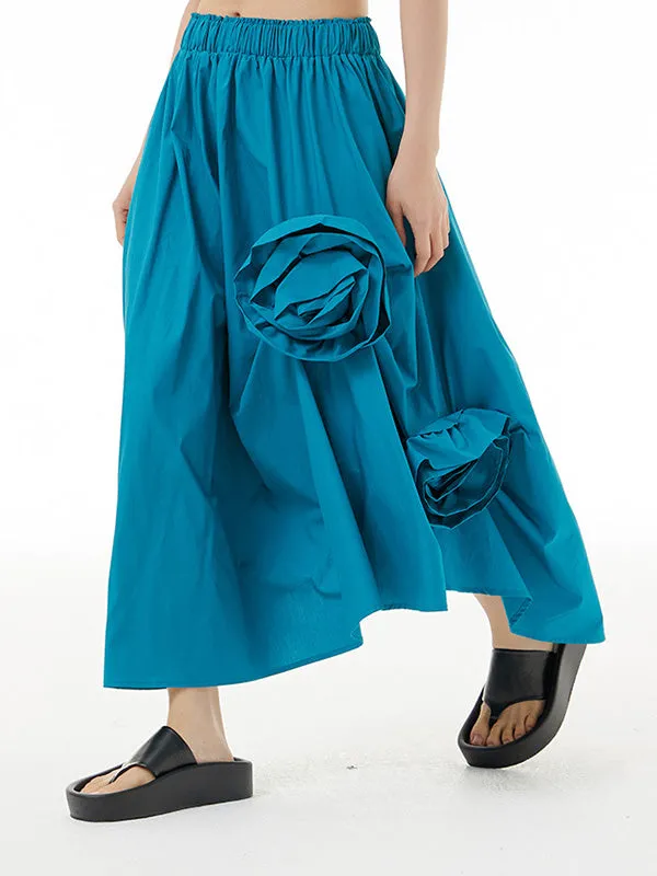 CHICMY-Graduation gift, graduation evening dress Three-Dimensional Flower Solid Color Elasticity Asymmetric Loose Skirts Bottoms