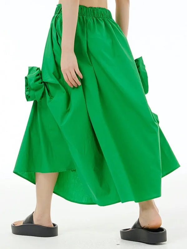 CHICMY-Graduation gift, graduation evening dress Three-Dimensional Flower Solid Color Elasticity Asymmetric Loose Skirts Bottoms