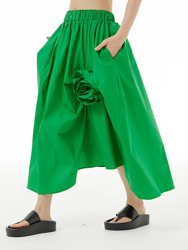 CHICMY-Graduation gift, graduation evening dress Three-Dimensional Flower Solid Color Elasticity Asymmetric Loose Skirts Bottoms