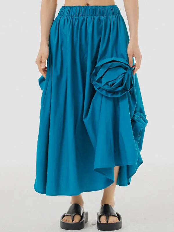 CHICMY-Graduation gift, graduation evening dress Three-Dimensional Flower Solid Color Elasticity Asymmetric Loose Skirts Bottoms