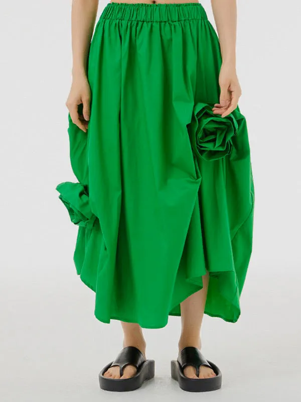 CHICMY-Graduation gift, graduation evening dress Three-Dimensional Flower Solid Color Elasticity Asymmetric Loose Skirts Bottoms