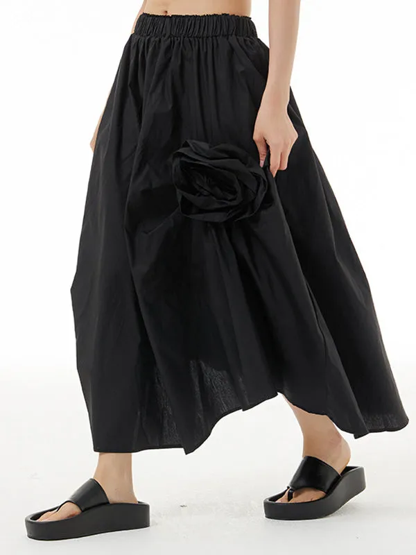CHICMY-Graduation gift, graduation evening dress Three-Dimensional Flower Solid Color Elasticity Asymmetric Loose Skirts Bottoms