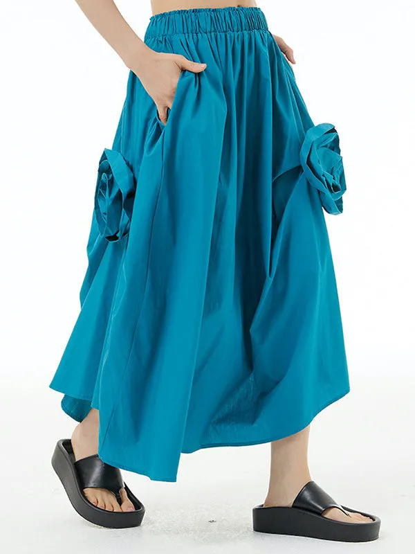 CHICMY-Graduation gift, graduation evening dress Three-Dimensional Flower Solid Color Elasticity Asymmetric Loose Skirts Bottoms