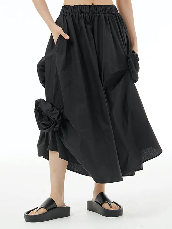 CHICMY-Graduation gift, graduation evening dress Three-Dimensional Flower Solid Color Elasticity Asymmetric Loose Skirts Bottoms