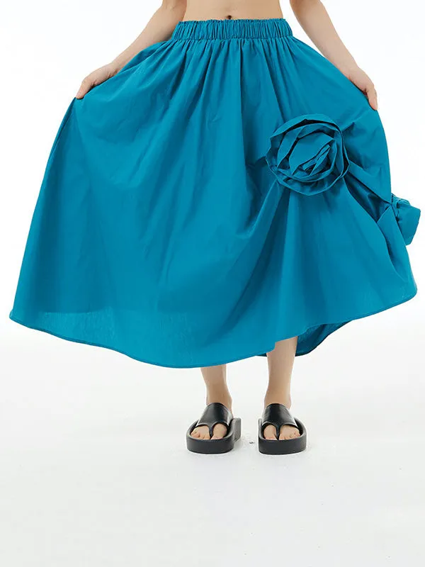 CHICMY-Graduation gift, graduation evening dress Three-Dimensional Flower Solid Color Elasticity Asymmetric Loose Skirts Bottoms