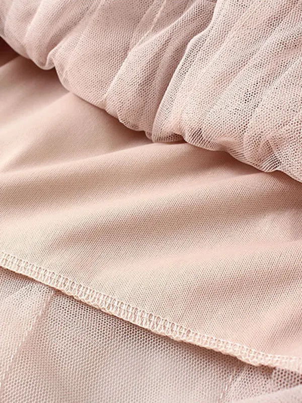 Chicmy-Original Irregular Mesh 4 Colors Falbala Pleated Elasticity Skirt