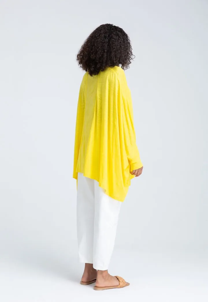 Choice Shiny Linen Slub Jersey Kaftan Blouse (Free Size) Yellow