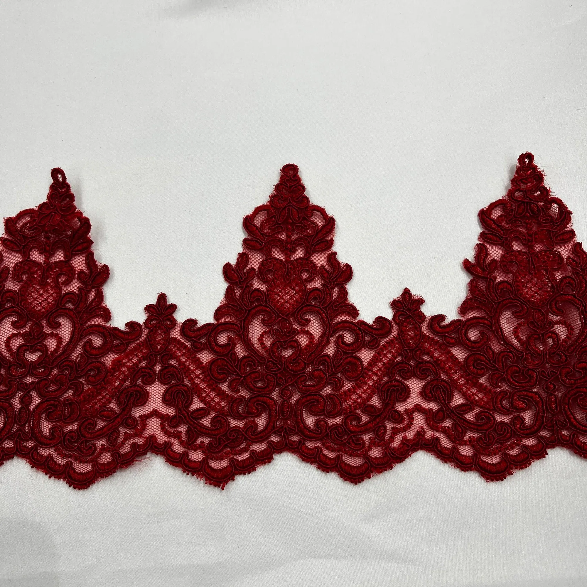 Corded Lace Trimming Embroidered on 100% Polyester Net Mesh | LaceUSA - 97014W