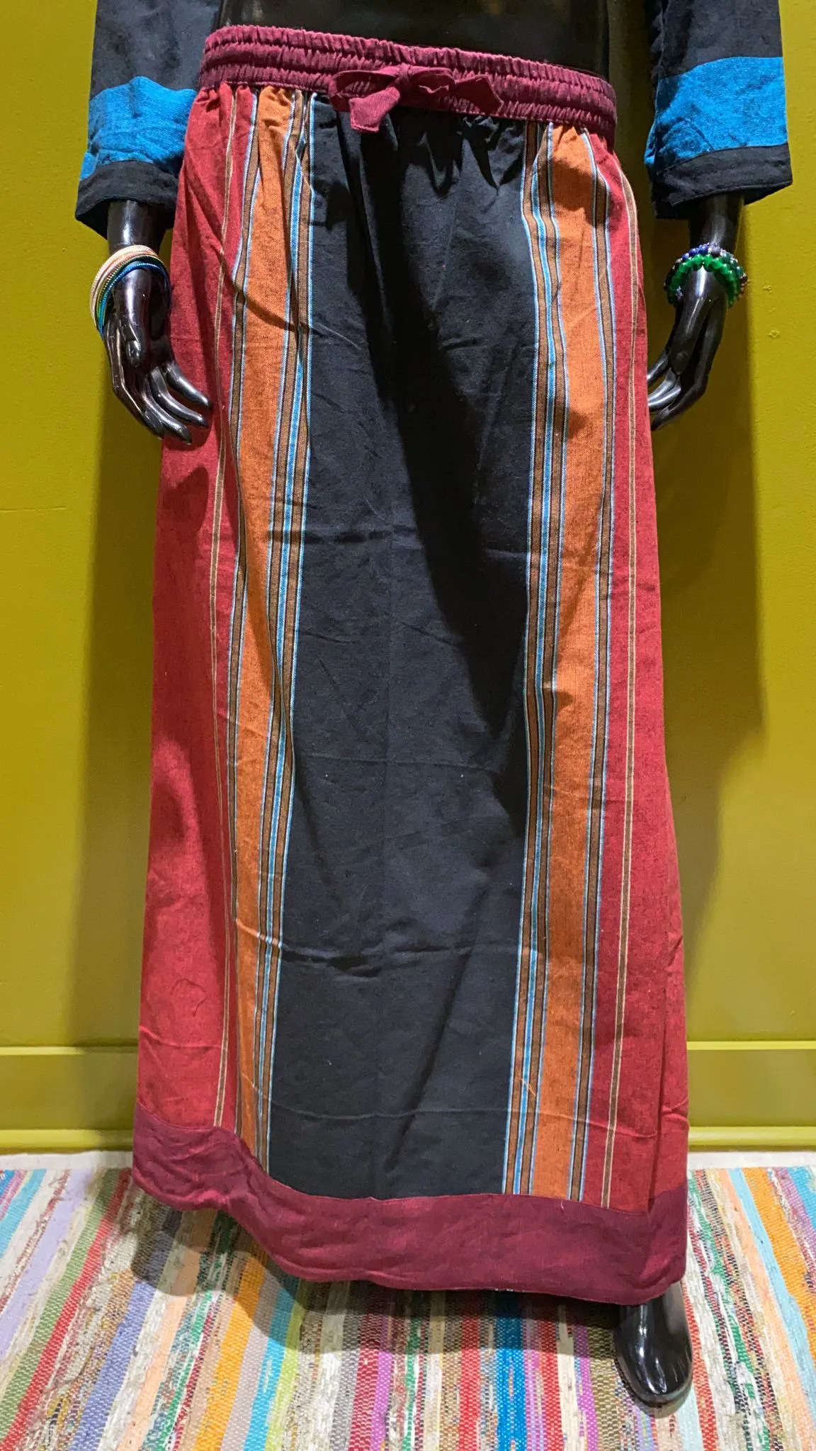 Cotton Drawstring Long Skirt – Prepack of 5 Colors – Boho Stripes