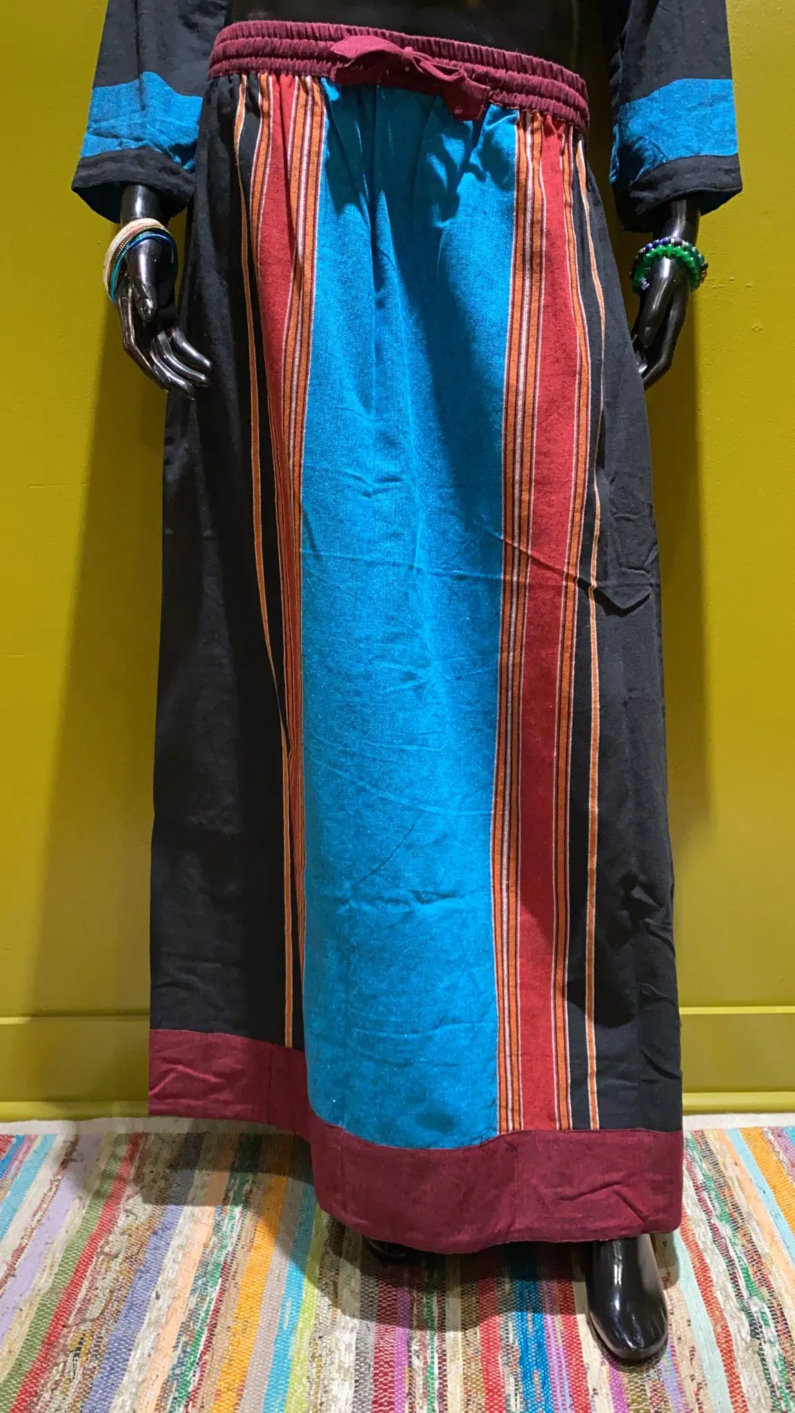 Cotton Drawstring Long Skirt – Prepack of 5 Colors – Boho Stripes