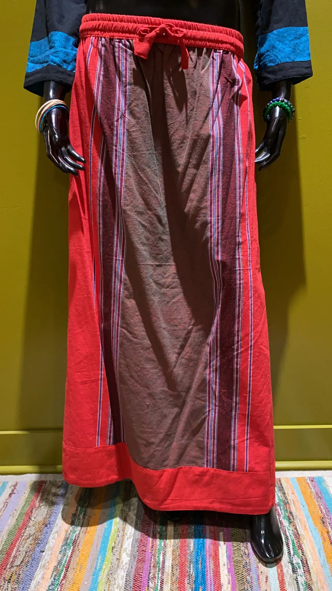 Cotton Drawstring Long Skirt – Prepack of 5 Colors – Boho Stripes
