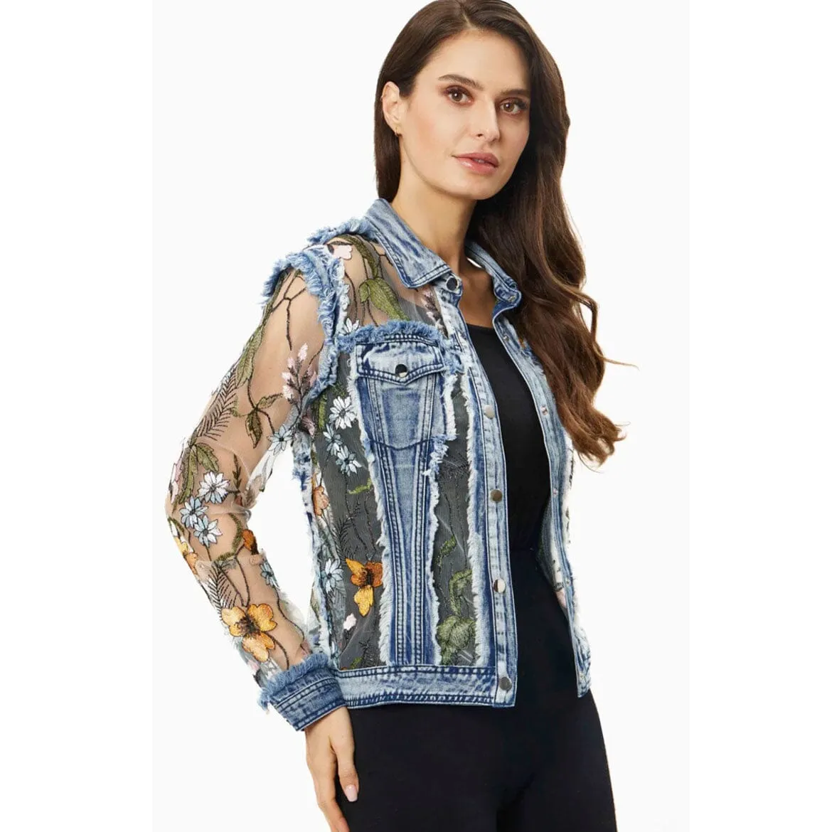 Denim/Lace Jkt - Gold - JAD3