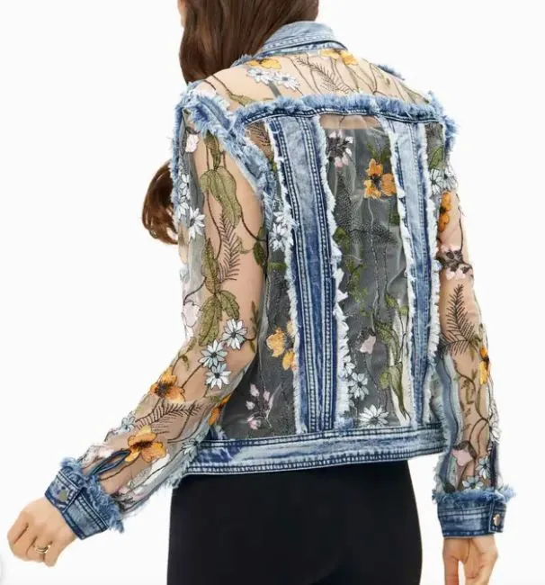 Denim/Lace Jkt - Gold - JAD3