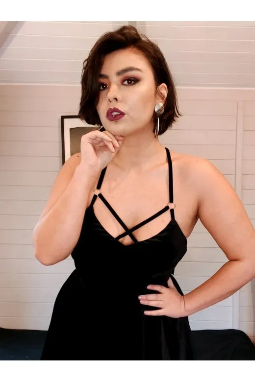 Dorcas Velvet Strappy Skater Dress