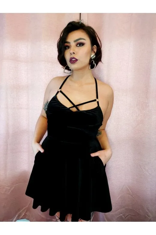Dorcas Velvet Strappy Skater Dress