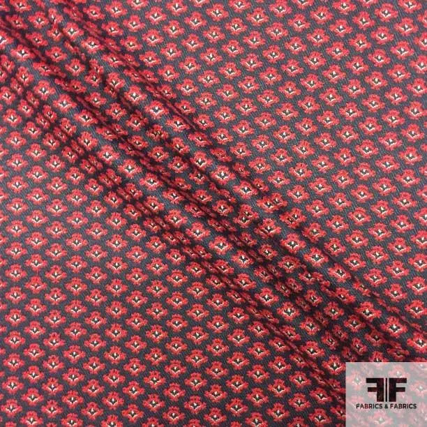 Double-sided Geometric Brocade - Red/Black/White
