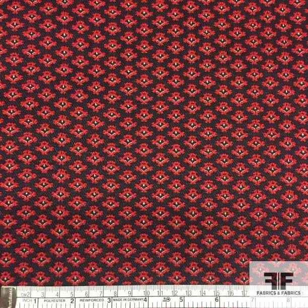 Double-sided Geometric Brocade - Red/Black/White