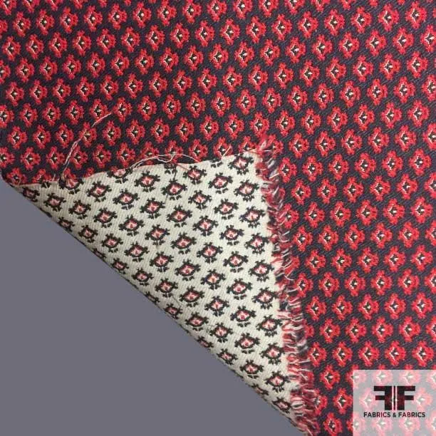 Double-sided Geometric Brocade - Red/Black/White