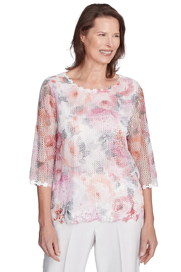 Estate Of Mind Floral Mesh Top