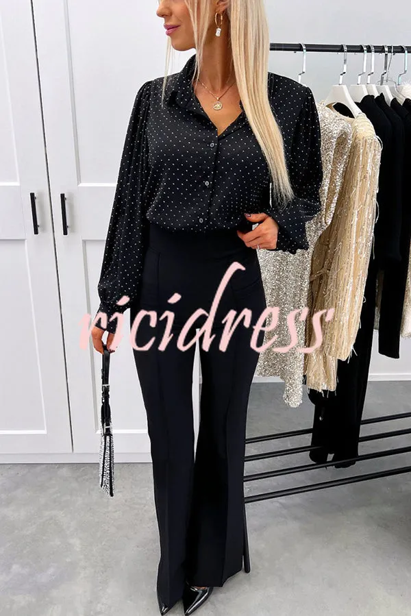 Fashionable Polka Dot Lantern Sleeve Loose Shirt