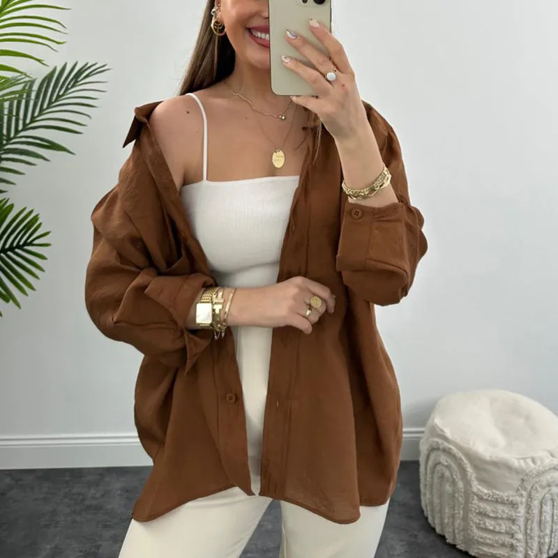 Fashionable Shirt Women's Loose Single Breasted Cardigan Wholesale Womens Clothing N3823120800044