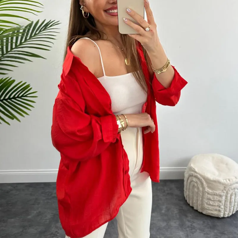 Fashionable Shirt Women's Loose Single Breasted Cardigan Wholesale Womens Clothing N3823120800044