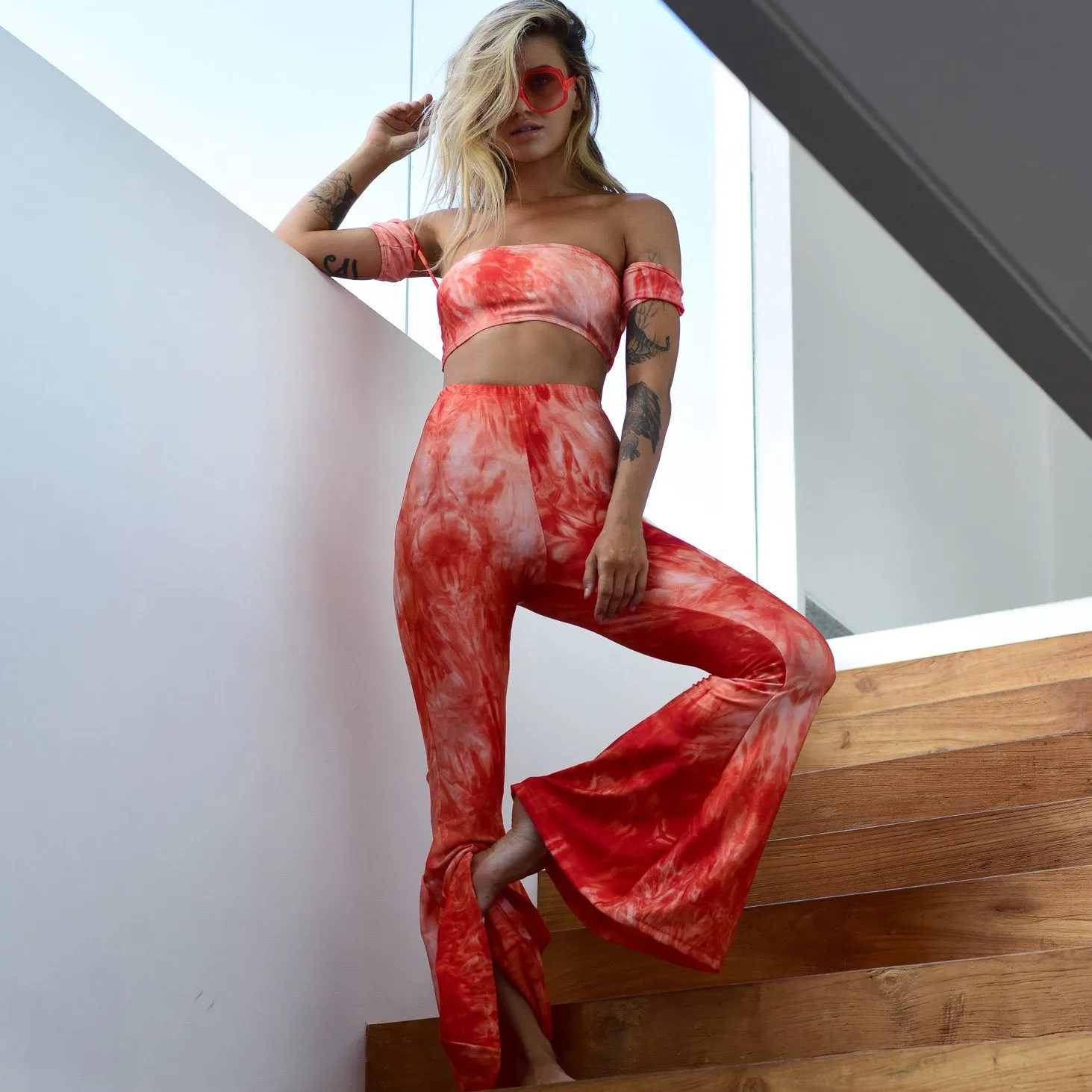 Feline Lycra Off-The-Shoulder Top