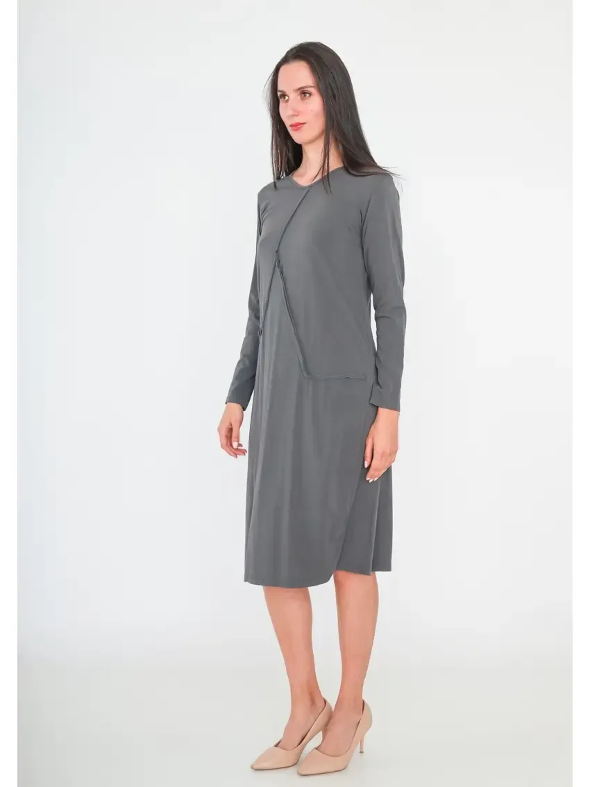 FINAL SALE Grey Cotton Tunic Dress