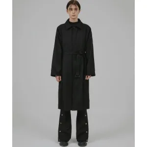 FLARE UP (フレアアップ)     Balmacaan Trench Long Coat - Black (FL-033)