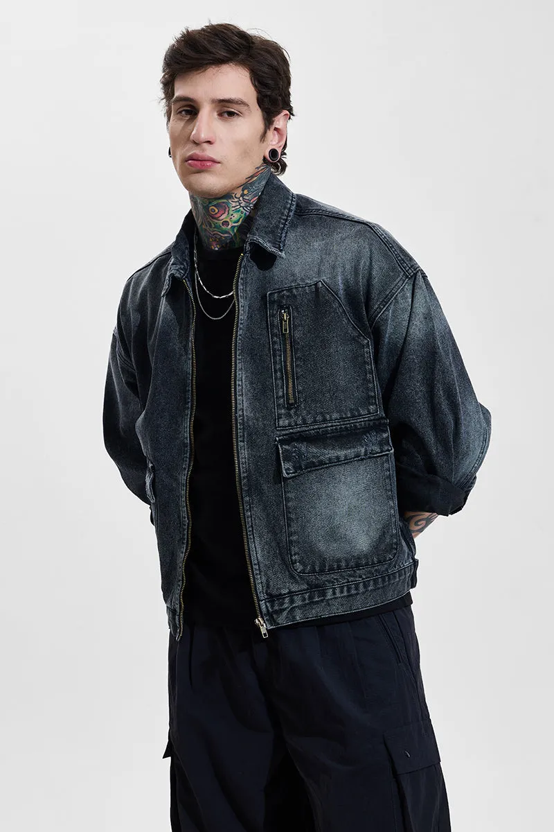 Grey Relaxed Fit Denim Jacket