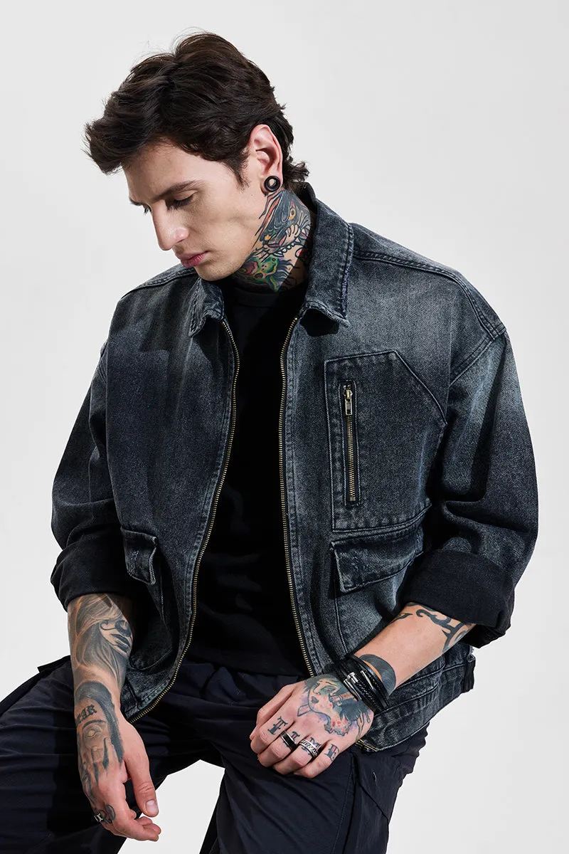 Grey Relaxed Fit Denim Jacket