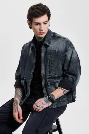 Grey Relaxed Fit Denim Jacket