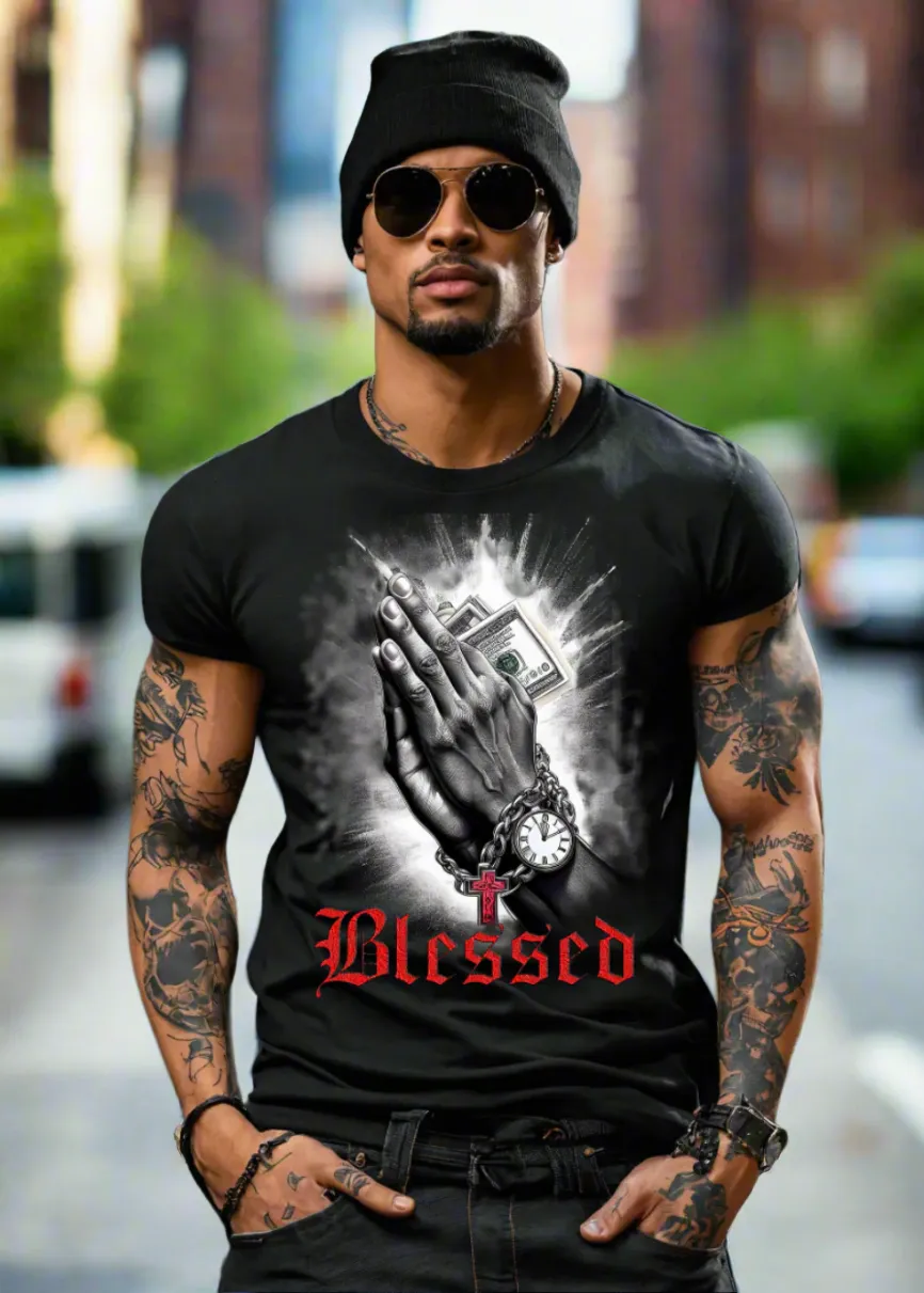 Hands Pray Blessed Art Exclusive T-Shirts | Grooveman Music TM