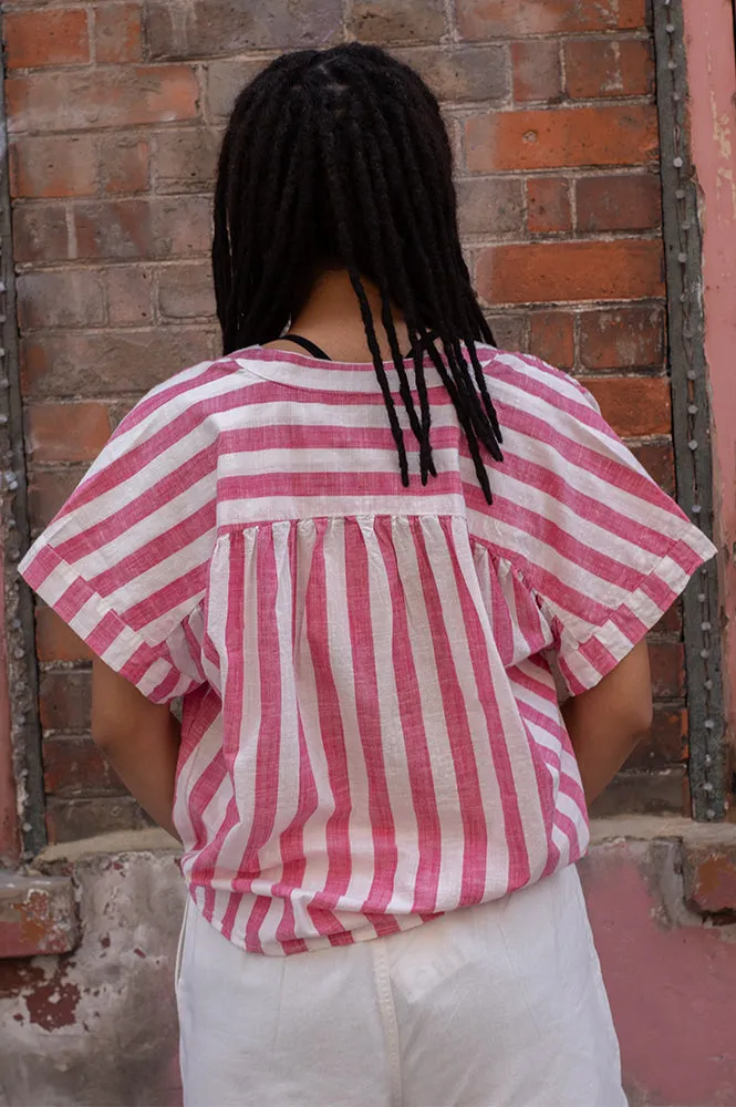 ICHI Lolia Pink Striped Shirt