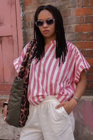 ICHI Lolia Pink Striped Shirt